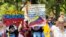Manifestantes en Washington, DC, protestan contra las irregularidades en las elecciones presidenciales de Venezuela, el 3 de agosto de 2024. (AFP/Daniel Slim).