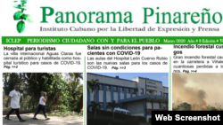 Portada del boletín Panorama Pinareño con notas destacadas sobre coronavirus en Cuba. 