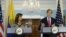 El Secretario de Estado, John Kerry, durante la rueda de prensa con su colega colombiana, María Angela Holguín.