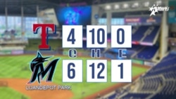 Victoria de los Marlins de Miami frente a los Rangers de Texas