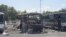 Fotografía del 19 de julio de 2012, y se ve estado en que quedó el autocar turístico tras el atentado antiisraelí en Burgas (Bulgaria). 