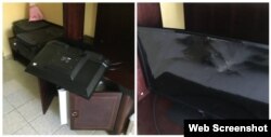La caída de la televisión no provocó daños adicionales a la habitación, dijo el turista canadiense. (Captura imagen/CBC.ca)
