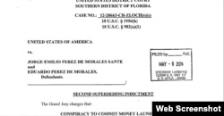 Acusación contra Jorge Emilio y Eduardo Pérez de Morales por conspiración para lavar dinero.