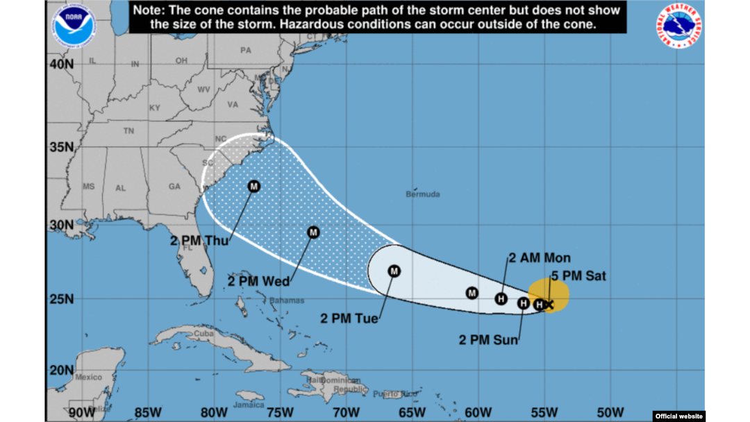 Trayectoria pronosticada para huracán Florence