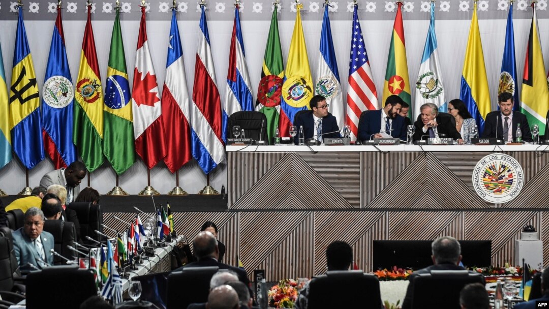 David Smolansky en una sesión de la OEA junto a su Secretario General, Dr. Luis Almagro