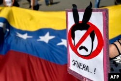 Manifestación contra Nicolás Maduro en Cúcuta, Colombia.