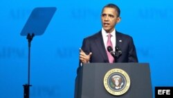 El presidente de Estados Unidos, Barack Obama, ofrece un discurso en la conferencia anual del Comité de Acción Política Americano-Israelí (AIPAC), en Washington.