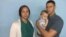 Nelva Ismarays Ortega, esposa de José Daniel Ferrer, junto a su bebé Daniel José y José Daniel Ferrer Cantillo, hijo del líder de UNPACU. 