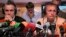 Los empresarios rusos Andréi Lugovói (d) y Dimitri Kovtun, sospechosos del asesinato ex espía ruso Alexander Litvinenko, durante una videoconferencia con periodistas británicos. Foto de archivo 