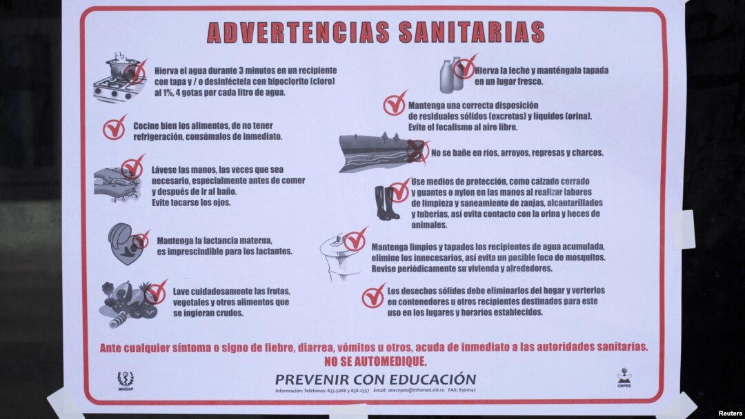 Advertencia sobre los casos de cólera en Cuba y las medidas a tomar. 