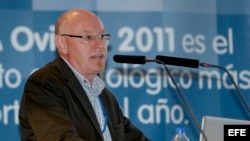 Fotografía de archivo del Dr. Paul Sharpe, durante su intervención en la XLV Reunión Anual de la Sociedad Española de Periodoncia y Osteointegración (SEPA), en Oviedo, España.