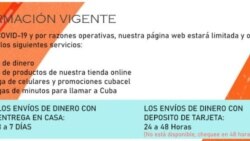 El anuncio del sitio de internet de Cubamax sobre la suspensión de los envíos en dólares.