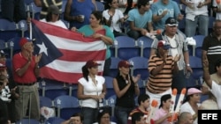 Aficionados puertorriqueños respaldan a su equipo los Indios de Mayagüez. Foto de archivo.