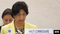 Alta Comisionada de Derechos Humanos de la ONU, Navanethem Pillay, durante la 21ª sesión del Consejo de Derechos Humanos (CDH). 
