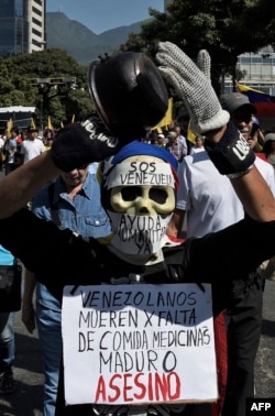 Manifestación en Caracas en apoyo al presidente interino Juan Guaidó.