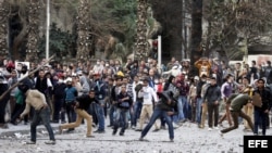 Varios manifestantes egipcios lanzan objetos a las fuerzas de seguridad 