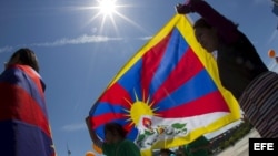 Archivo - Activistas a favor del Tíbet solicitan el envío inmediato de observadores independientes de la ONU al Tíbet. 