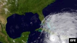 Fotografía satelital del huracán Sandy, cedida por la NOAA . 