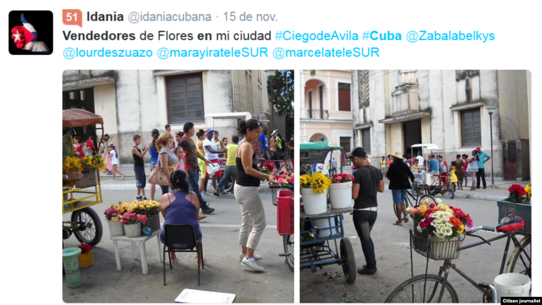 Reporta Cuba. Vendedores de flores. Foto: @idaniacubana.