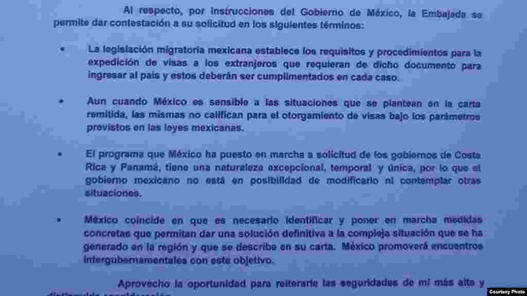 Documento de respuesta del Gobierno de México