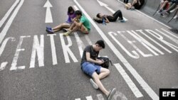 Manifestantes en Hong Kong.