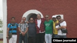 Reporta Cuba: Luis E. Guibert, Ermis Carbonell, Rolando Rodríguez, Andrés Aguilera, Anderlay Guerra, Yoanny Limonta y Bruno Díaz (i-d).