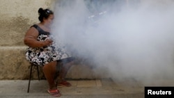 Una mujer fuma mientras soldados fumigan su vivienda para eliminar el agente transmisor del dengue y zika en La Habana. (Archivo-REUTERS/Ueslei Marcelino)