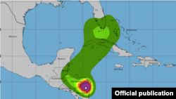 mapa de Eta compromete sectores de Cuba. Noaa.