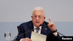 El presidente palestino, Mahmud Abás, interviene en la sesión inaugural de la 8.ª Conferencia General de Fatah, celebrada en Ramala el 14 de mayo de 2026.