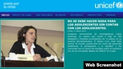 El sitio web de la representación de UNICEF en Cuba.