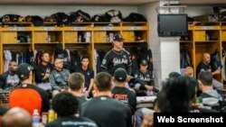 Los Marlins de Miami en el entrenamiento de 2017.