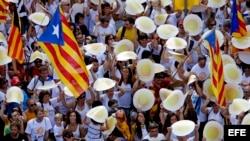 Paseo de la Pau en Berga, durante la celebración popular de la Diada de Cataluña. (Archivo)