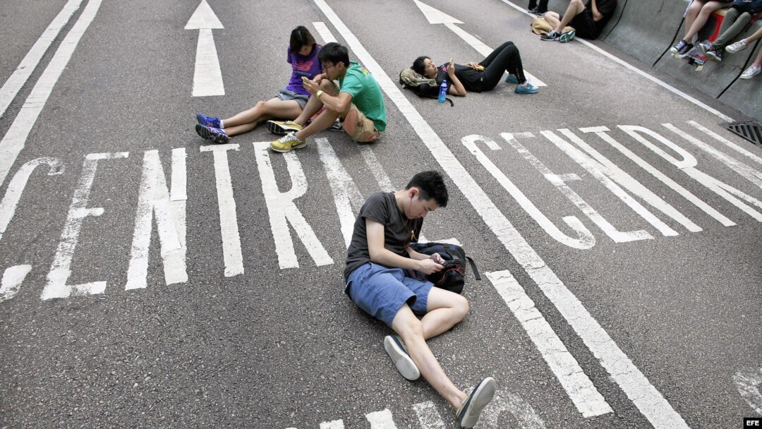 Manifestantes en Hong Kong.