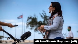 Johanna Tablada durante una conferencia de prensa. (AP Foto/Ramon Espinosa)