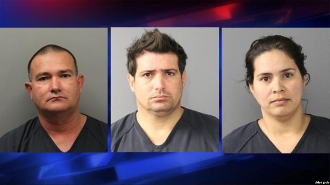 De izquierda a derecha Elio Hernández Delgado, Eladio Ponce Hernández, y Anailí García Toledo, arrestados en Colorado por cultivo ilegal de marihuana (KRDO)