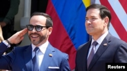 El presidente colombiano, Abelardo De La Espriella, junto al secretario de Estado de EEUU, Marco Rubio en Colombia
