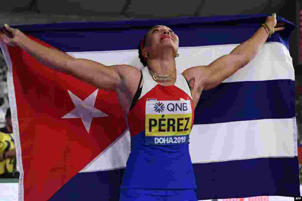 La cubana Yaimé Pérez Téllez ganó la final de lanzamiento de disco femenino en el Campeonato Mundial de Atletismo IAAF 2019 en el estadio Khalifa International, en Doha, la capital de Qatar.