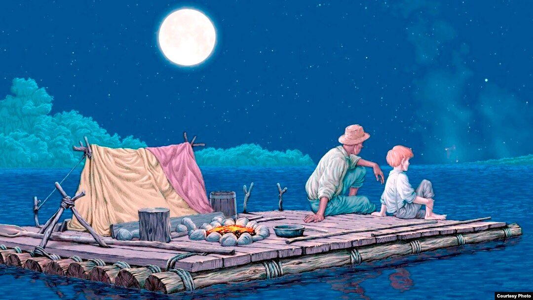 Huckleberry Finn y Jim, el esclavo prófugo.