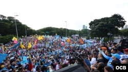 Concentración en área de Plaza Venezuela, en Caracas, durante convocatoria para exigir elecciones presidenciales. (VENTE VENEZUELA)