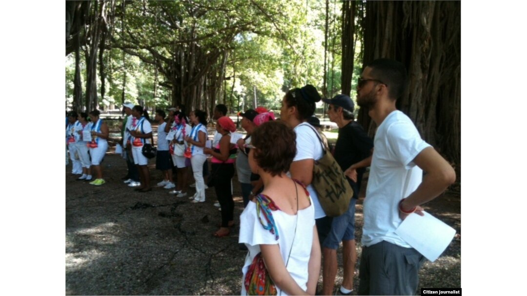 Damas y activistas se reúnen en el parque Gandhi este domingo para de ahí salir a la jornada de #TodosMarchamos. Foto: Ángel Moya.