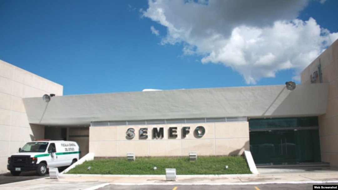 Sede del Servicio Médico Forense en Yucatán, donde mantienen los cadáveres de dos balseros cubanos.