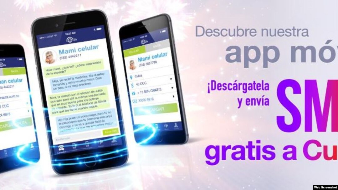 Cuballama promociona SMS gratis a Cuba desde su app.