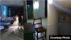 El Hospital Pediátrico Leopoldo Rey Sampayo, en el municipio de Florida, Camagüey, permanece en penumbra durante un apagón eléctrico.