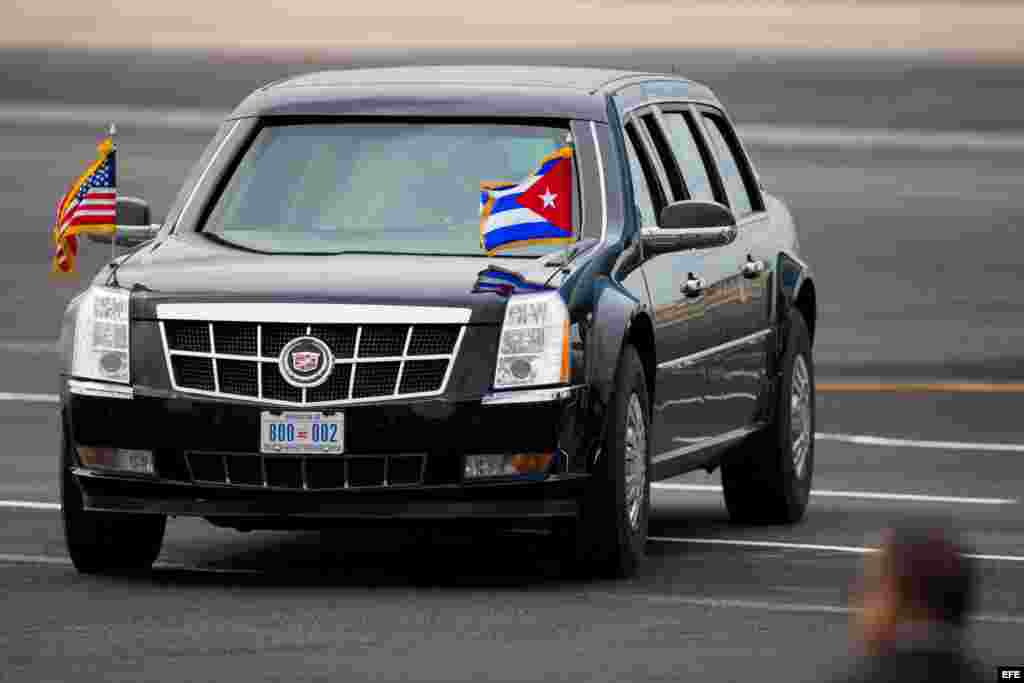 La bestia llega al aeropuerto José Martí de la capital cubana. El Air Force One presidencial despegó a las 16.20 hora local rumbo a argentina.