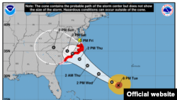 Trayectoria Huracán Florence, pronóstico 8.00 PM martes 09-11-2018