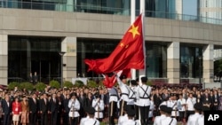 Ceremonia oficial en Hong Kong el 1 de octubre de 2024. (AP/Chan Long Hei).