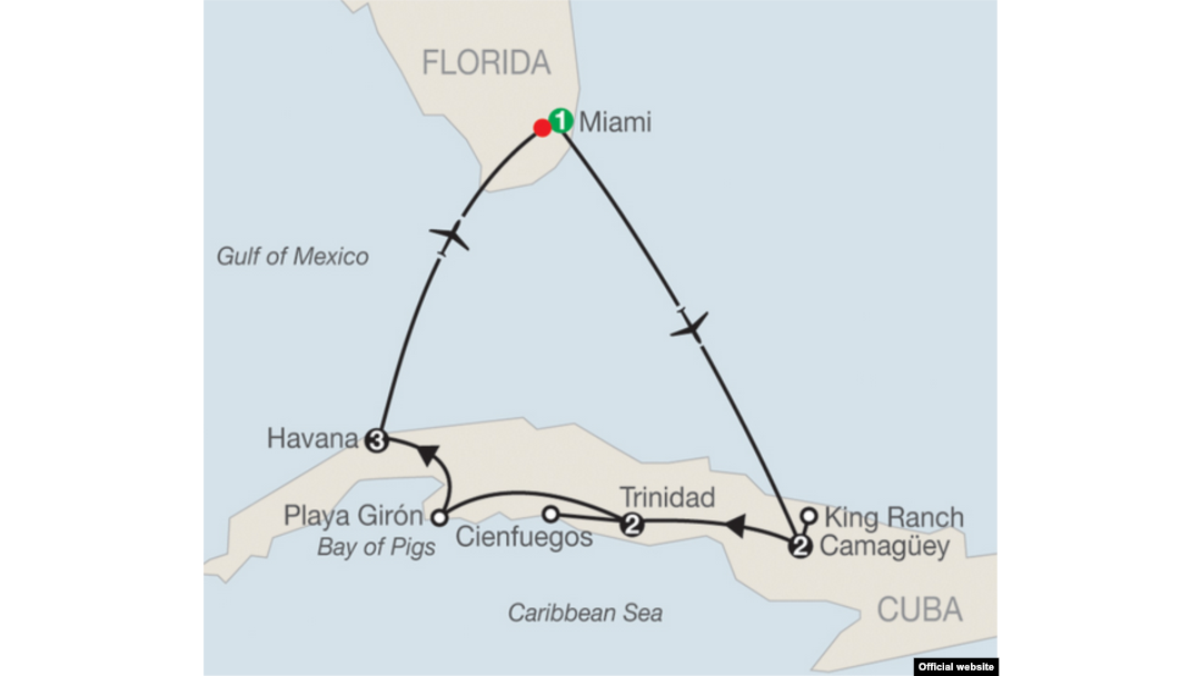 Mapa de la travesía que planea Globus. Tomado de www.globusjourneys.com.