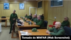Díaz-Canel y otros miembros del Buró Político y del Consejo de Defensa en una reunión en el Estado Mayor del Ejército Occidental el 13 de marzo de 2026.