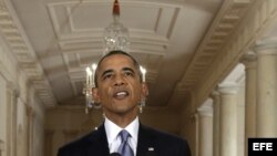El presidente estadounidense Barack Obama se dirige a la nación en la Casa Blanca en Washington (EE.UU.). 