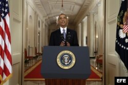 El presidente estadounidense Barack Obama se dirige a la nación en la Casa Blanca en Washington (EE.UU.).